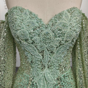 <b>Sequins</b> Long Sleeve <b>Red</b> Party Mermaid Wedding Gowns Dresses Jancember 9901-2 - Product Image 6