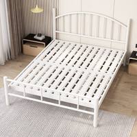 Cadre de lit double en fer forgé avec sommier à lattes, suspension renforcée, usage domestique, modèle 1800 mm, minimaliste moderne, pour location