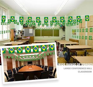 Service professionnel, 30 petites drapeaux brésiliens en guirlande de 14*21 cm pour la décoration de jardin, de rue ou de fête - Product Image 6