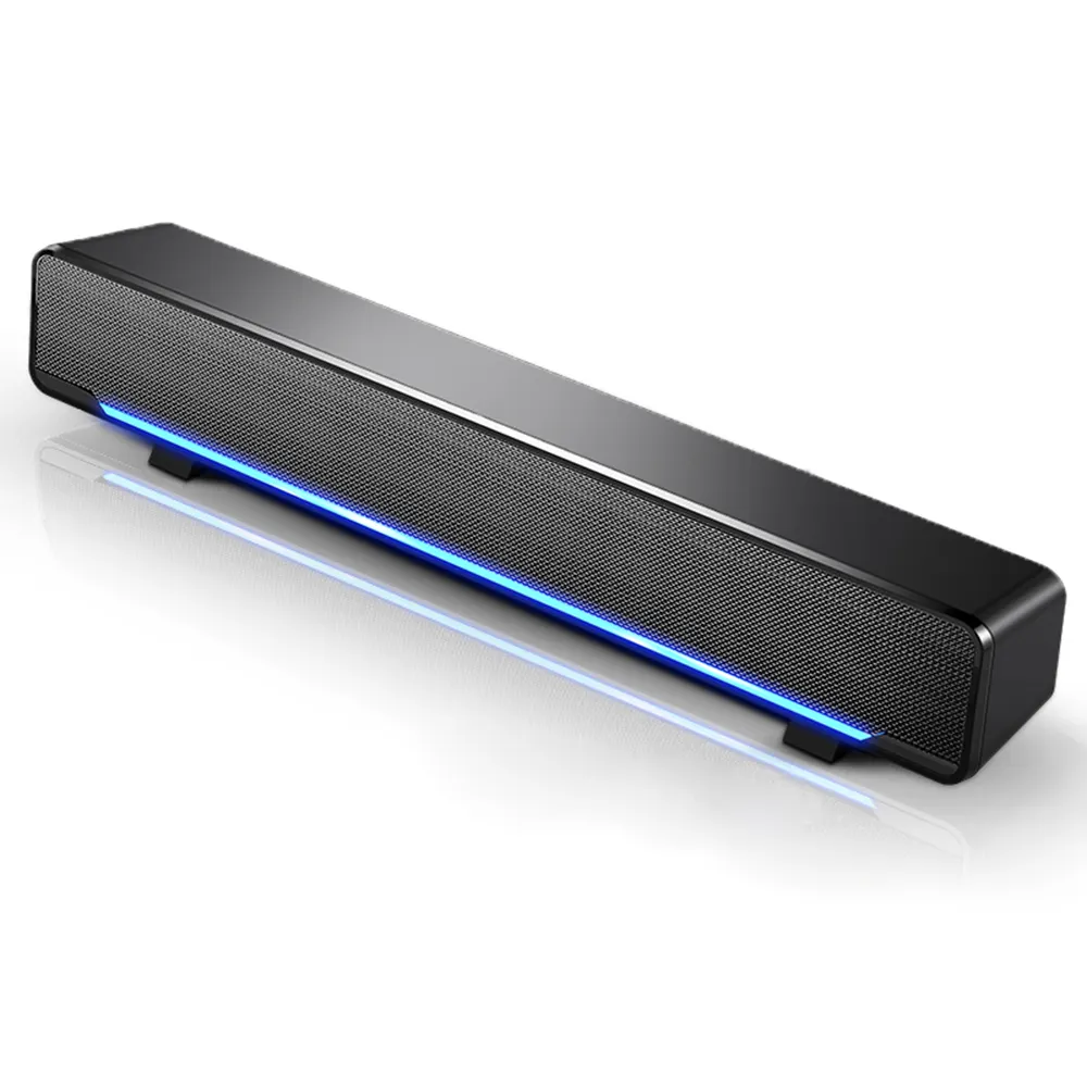 ลำโพงมินิ USB ลำโพงพีซีสเตอริโอน้ำหนักเบามีสาย LED ลำโพงซาวด์บาร์ Soundbar 3.5มิลลิเมตรเสียงแจ็คสำหรับพีซี