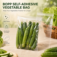 Op maat gemaakte logo BOPP transparante zelfklevende productenzakken met luchtgaten voor verse sla en groenteverpakkingen