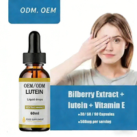 Gouttes oculaires liquides de lutéine pure OEM, soin des yeux, halal, à base de marigold, zeaxanthine, supplément vitaminique, gouttes liquides de lutéine