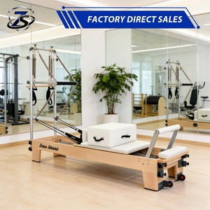 Reformer de Pilates de Madera de Arce Importada con Media Torre, Máquina de Pilates Portátil Ajustable con 18 Niveles de Resistencia - Product Image 1