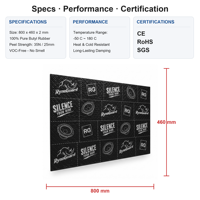 Vente en gros de plaques d'insonorisation légères 460x800mm, tapis d'amortissement en aluminium de 2mm pour capot de moteur de voiture, OEM personnalisé