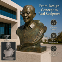 Buste de portrait personnalisé en bronze, sculpture artisanale en métal, taille réelle, finition antique, fait main, durable, décoration pour la maison, le musée ou le centre.