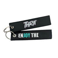 Porte-clés brodé personnalisé en tissu avec logo, double face, style « Flight Tag », vente en gros pour fabricants