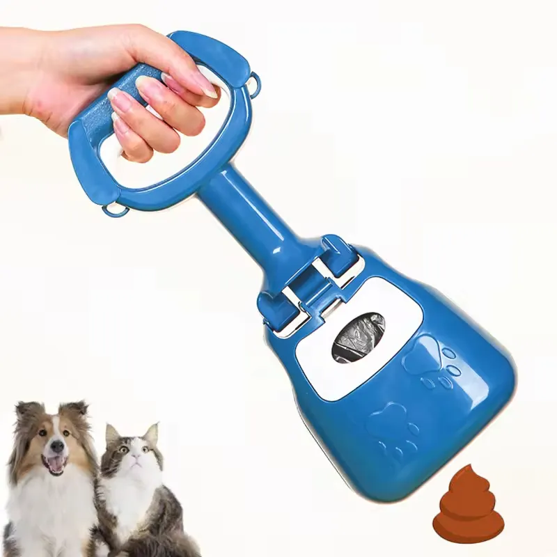OEM Haustier-Reinigungswerkzeug für draußen Hunde-Kot-Scooper tragbares PP-Kunststoff-Haustier-Gangzubehör mit eingebauter Kottentasche