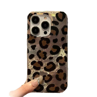 Coque de téléphone portable IMD à motif léopard marron et noir, motif glacier, en promotion, pour iPhone 11 12 13 14 15 16 17 18 Pro Max