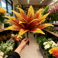 Fougère artificielle d'automne, fausse fougère de Boston, feuilles orange et jaunes pour la décoration d'automne à la maison ou pour un mariage, pot non inclus