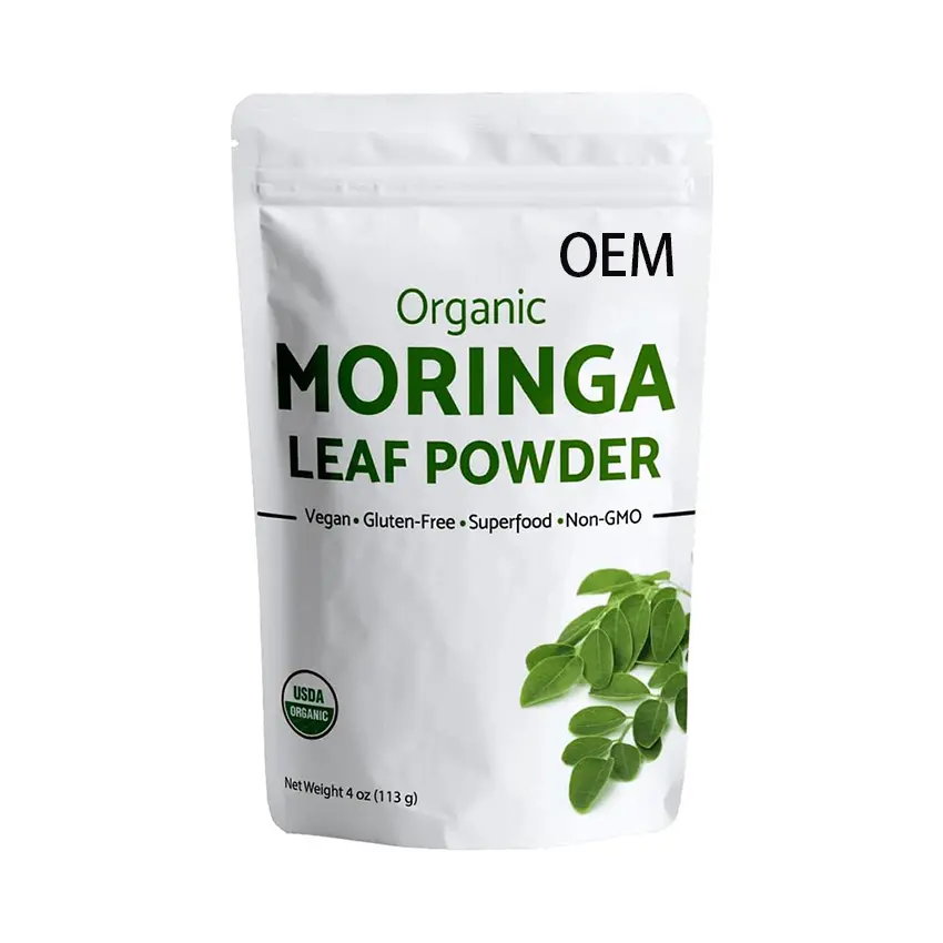 OEM Energy Booster Work Out Supplément Poudre de feuilles de Moringa bio pour antioxydants et immunité