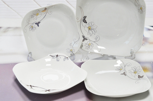 Décalcomanie en forme carrée 10.5 pouces, assiettes à dîner en céramique, assiettes en porcelaine pour la vente en gros - Product Image 6