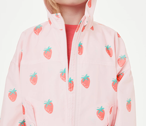 Customizable Kids Waterproof <strong>Wind</strong> Breaker Zip <strong>up</strong> Jacket <strong>Strawberry</strong> Printed Windbreaker for Girls