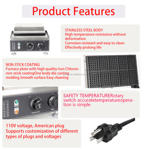 Máquina para Hacer Waffles Belgas Comercial <span class=keywords><strong>de</strong></span> 1550W para Hogar, Hotel y Exteriores, 10 Piezas, Antiadherente, Control <span class=keywords><strong>de</strong></span> Temperatura y Tiempo, Fuente Eléctrica para Snacks - Product Image 6