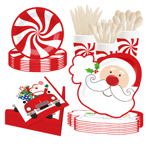 DAMAI Santa Claus and Ganggang Sugar Novelty-shaped Disposable Paper Plates, Paper Cups, Napkins for Christmas Parties - Product Image 4