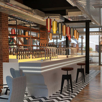 Table de bar moderne avec surface solide en Corian pour restaurants et hôtels, design personnalisé, garantie 8-10 ans