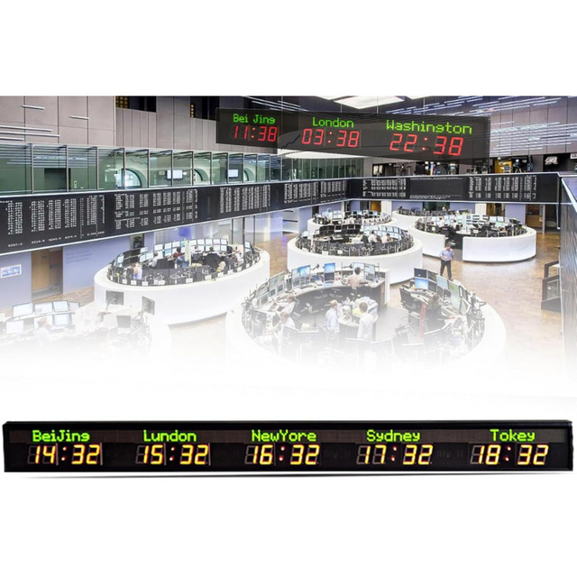 World Digital Multi-Time Zones Smart Clock with LED Display for 3-6 Cities Office Hotels Multinational Enterprises
