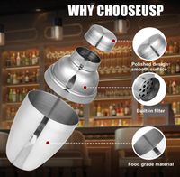 Botol Kocok Koktail Mini Portabel dari Stainless Steel, Cangkir Pencampur untuk Perjalanan dan Penggunaan di Luar Ruangan