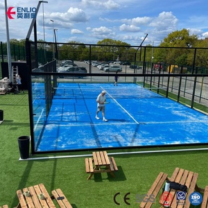 Terrain <span class=keywords><strong>de</strong></span> padel panoramique complet Enlio avec toit rétractable, éclairage <span class=keywords><strong>LED</strong></span>, construction en acier galvanisé - Conception modulaire portable pour - Product Image 4