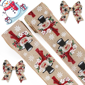 LINGKAI Red Bird <b>Train</b> Buffalo Check Bear Print Burlap Xmas Wired Ribbon <b>for</b> Xmas <b>Tree</b> Decor Gift DIY - Product Image 2