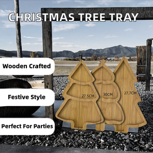 Classic Eco-Friendly Wooden Christmas Tree Dessert & <b>Snack</b> Serving <b>Tray</b> for Parties - Product Image 2
