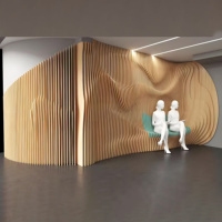 Panneau décoratif en bois découpé au laser 010, écologique, résistant aux UV et à l'eau, motif en tranches de bois, style Art Déco, luxe mural