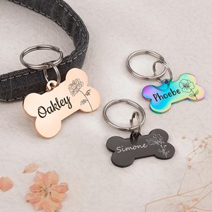 Vente en gros de médailles d'identification pour chien en acier inoxydable, personnalisables avec LOGO, motif animal marin, pailletées, multicolores, gravées, en forme d'os, accessoires pour animaux de compagnie, gravure laser DIY - Product Image 3