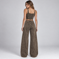 Ensemble deux pièces pour femme, marque privée, haute qualité, style Y2K rétro, comprenant un crop top et un pantalon large à ceinture, faible MOQ, vente en gros