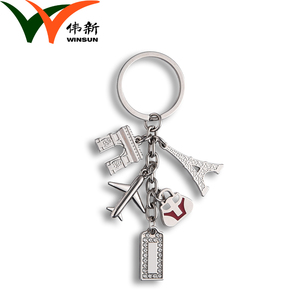 Silver Plated <b>Customized</b> Design Famous Building Charm Airplane Travel Metal <b>Keychain</b> - Product Image 2