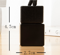 Flacon diffuseur de parfum pour voiture en verre noir carré de 8 ml avec couvercle en bois, vide, à suspendre