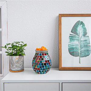 Brûleur de cire électrique de luxe en <span class=keywords><strong>Pyrex</strong></span> pour huiles essentielles et encens, avec plaque en verre mosaïque - Product Image 5
