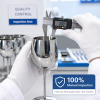 Verre à vin en acier inoxydable de 350 ml (11,6 oz) avec pied, directement de l'usine, 100 % inspecté à la main, pour restaurant, bar, mariage