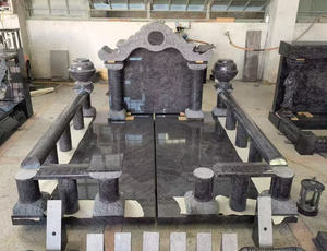 Надгробие из черного гранита в европейском стиле для одиночных и двойных могил на кладбище. Черное гранитное надгробие для кладбища. - Product Image 3