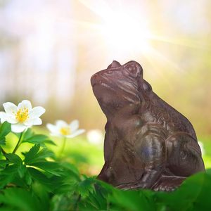 Figurine de grenouille assise de style chinois en <span class=keywords><strong>fonte</strong></span>, aspect antique, résistante aux intempéries, décoration pour balcon, marron - Product Image 2
