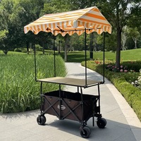 Chariot de camping pliable personnalisé avec auvent, chariot utilitaire portable, conteneur à roulettes robuste pour pique-nique en plein air, plage