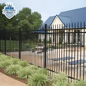 Outdoor Cheap Metal 3 Rail Wrought Iron Steel Fence For Front Yards