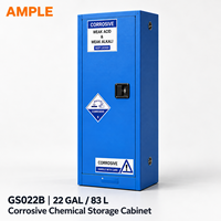 Armoire de stockage pour produits acides et alcalins faibles 83L (22 gallons) en acier bleu, armoire de sécurité chimique avec 3 étagères réglables pour l'approvisionnement B2B