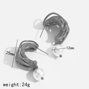 Déclaration en acier inoxydable 316L plaqué or 18 carats boucles d'oreilles créoles multicouches en forme de C de haute qualité bijoux pour femmes - Product Image 3