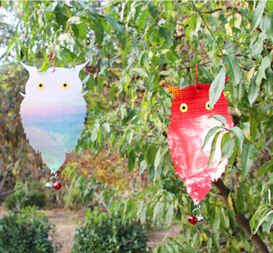 Répulsif holographique réfléchissant pour oiseaux en forme de hibou avec cloche métallique pour arbres fruitiers agricoles - Product Image 3