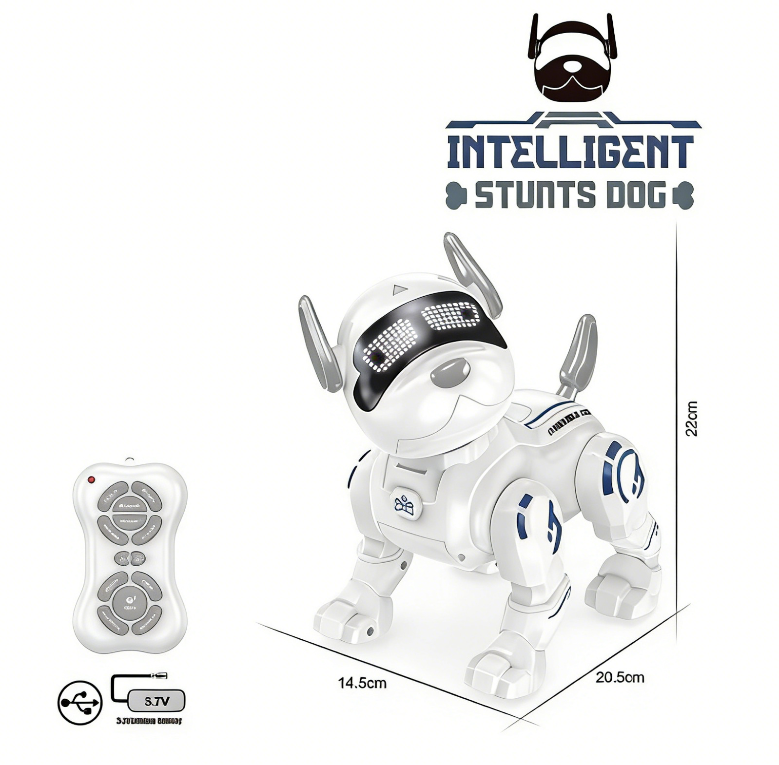 perro robot inteligente blanco