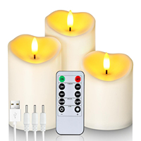 Bougies LED rechargeables, flamme 3D, forme pilier, plastique, fonctionnant sur piles, télécommande, Halloween, Diwali, mariage, Ramadan