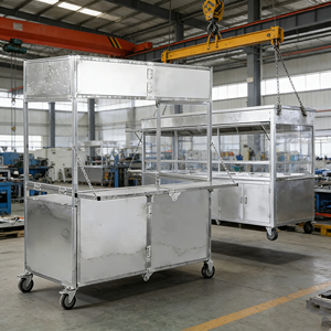 Carrito de Comida Móvil Plegable de Acero Inoxidable con 4 Ruedas, Resistente a la Oxidación, Garantía de 2 Años, para Helados, Café, Hot Dogs - Product Image 3