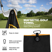 Diseño de fábrica Toallas de golf a rayas verdes Toalla de golf de microfibra Logotipo Imán de toalla de golf personalizado