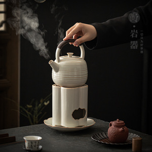Ceramic <b>Tea</b> Kettle <b>Set</b> With Charcoal Stove For Camping And Home Use Heat Resistant Dehua Origin - Product Image 1