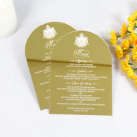5X7 arco espejo dorado acrílico escritura restaurante menú tarjetas iniciales blancas boda cena menús