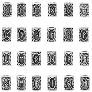 Antik gümüş Viking Rune sakal boncuk büyük delik paslanmaz çelik yeniden erkekler ve kadınlar için Dreadlock takı-toptan - Product Image 3