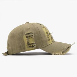 Casquette de baseball déchirée unie à blocs de couleur personnalisée, délavée, sportive, classique pour homme, 100 % coton, 6 panneaux, broderie quatre points - Product Image 2