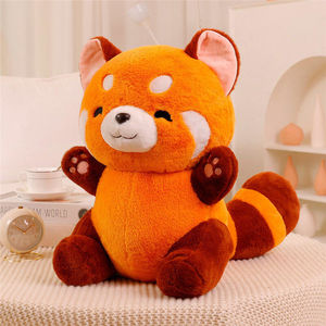 Peluche Panda Rosso Direttamente dalla Fabbrica, Bambola di Peluche Personalizzata a Forma di Piccolo Panda Sdraiato, Simpatico Peluche Panda Rosso con Zampe Sollevate per l'Ingrosso - Product Image 1