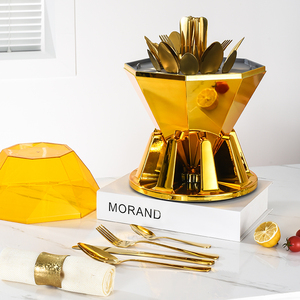 Juego de Cubiertos de Lujo de 24 Piezas Personalizable con Cuchara, Tenedor y Cuchillo para Comedor Occidental, Juego de Vajilla con Diseño de Diamantes - Product Image 3