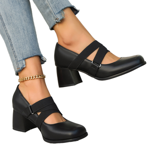 Nouvelles sandales Mary Jane rétro à bout carré pour femme, printemps-été, à enfiler, talons très hauts, résistantes à l'usure, respirantes, rehaussantes - Product Image 1