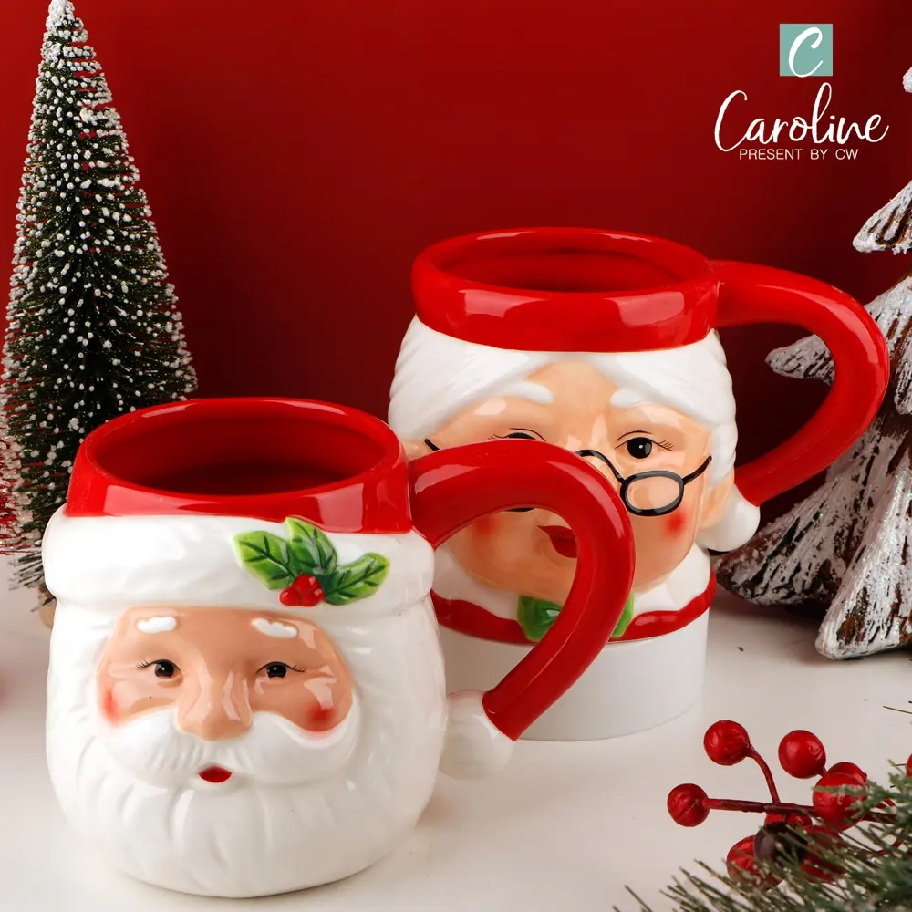 Caroline Desain 3D Kreatif Natal Paskah 20 30 40 Oz Keramik Kopi Susu Mug dan Cangkir Set Grosir Pemasok Produsen